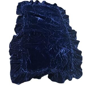 Ralph Lauren Indigo  Blue King Ruffled Edge Pillow Sham Velvet Vintage Rare